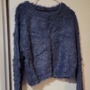 Zara Soft Fuzzy Blue Sweater